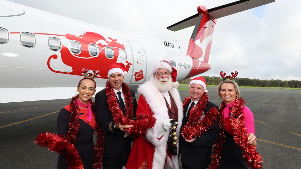 Dasher-8 is one of two Qantas aircraft getting into the holiday spirit.