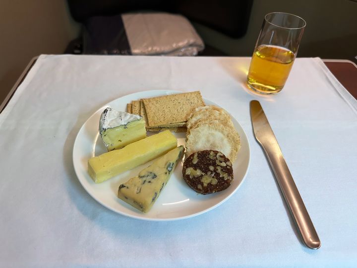 Cheese platter on QF127 from Sydney to Hong Kong.