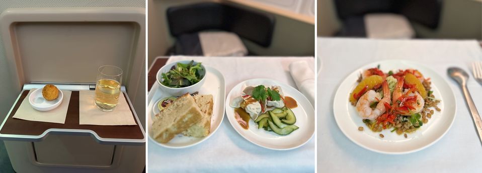 The aperitivo and two starters on QF127 from Sydney to Hong Kong.