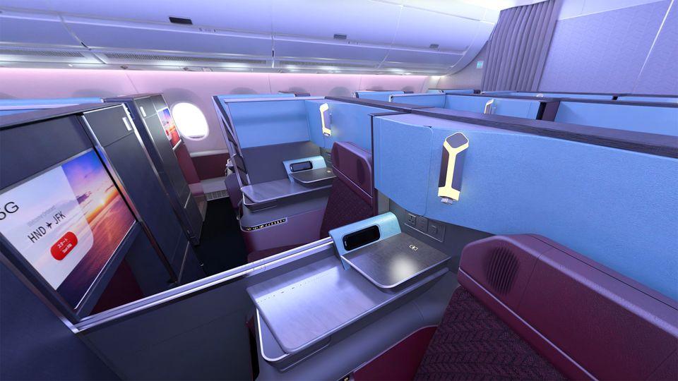 The business class suite is fitted with ample charging ports.