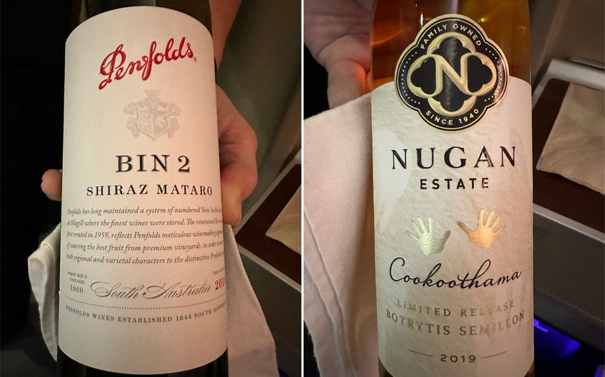 The two wines I enjoyed on Qf127 from Sydney to Hong Kong.