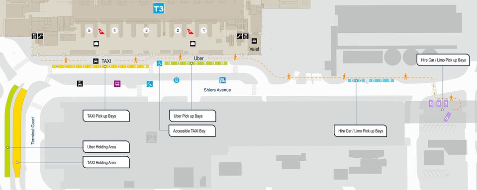 The new passenger pickup arrangements at Sydney Airport's Terminal 3.