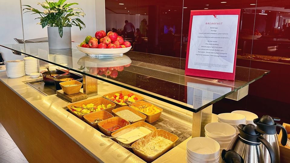 Self-serve dishes are a point of difference from rival Virgin Australia's pre-plated fare.