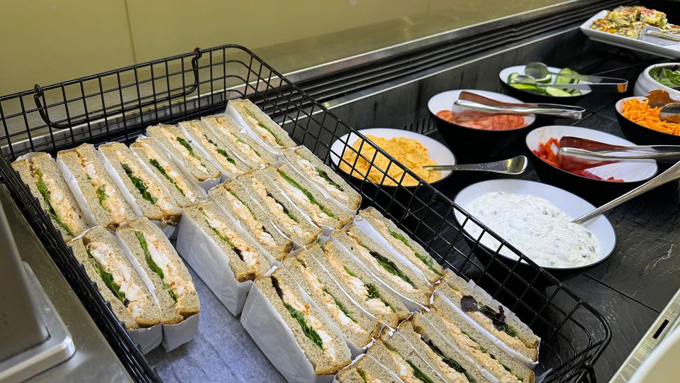 Peri-peri chicken sandwiches are restocked regularly.