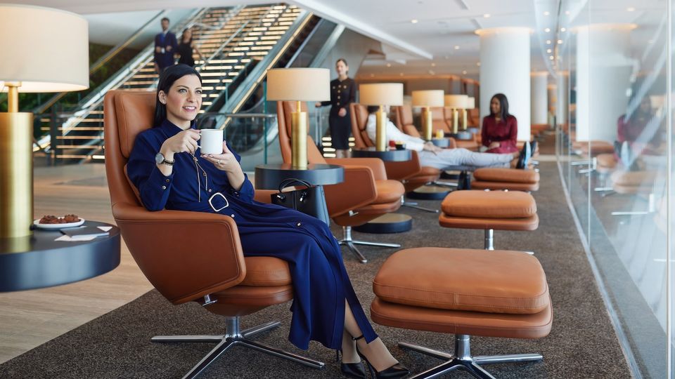 The all-new Etihad Business Lounge at Abu Dhabi Terminal A.