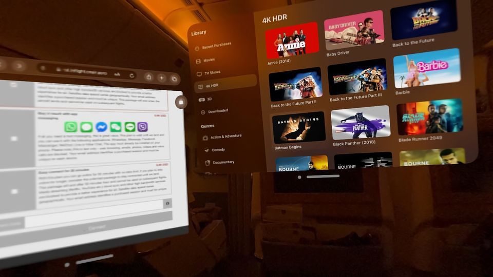 Using Apple's Visio Pro in Emirates business class.