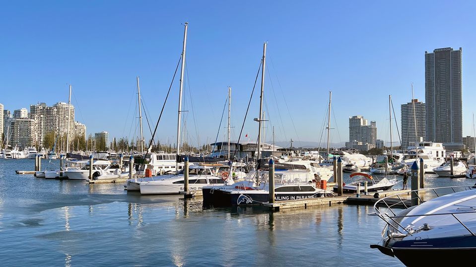 Main Beach Marina, home to both Gold Coast Helitours and Sailing in Paradise.