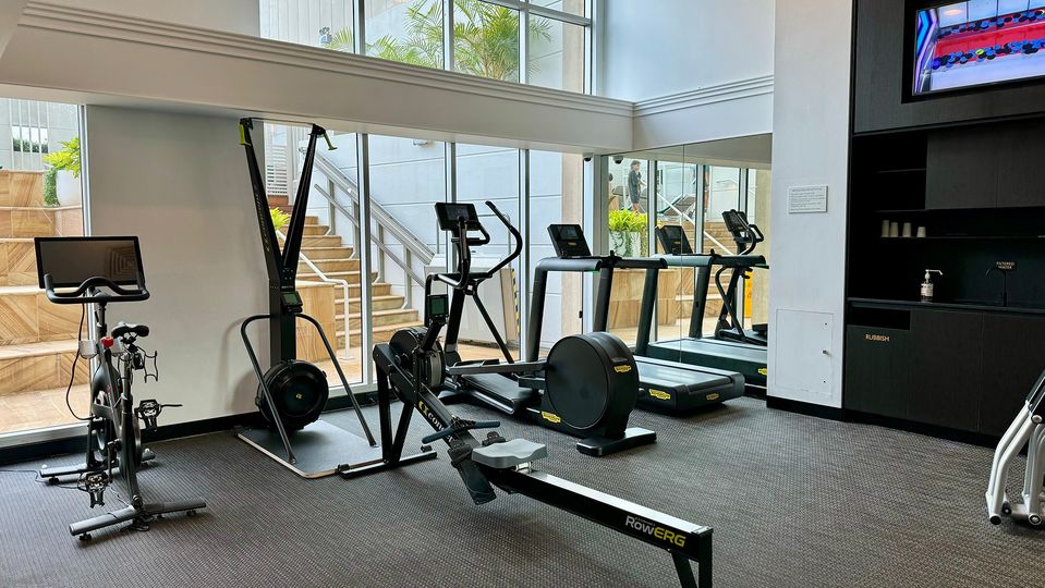 The gym includes a variety of Technogym equipment.