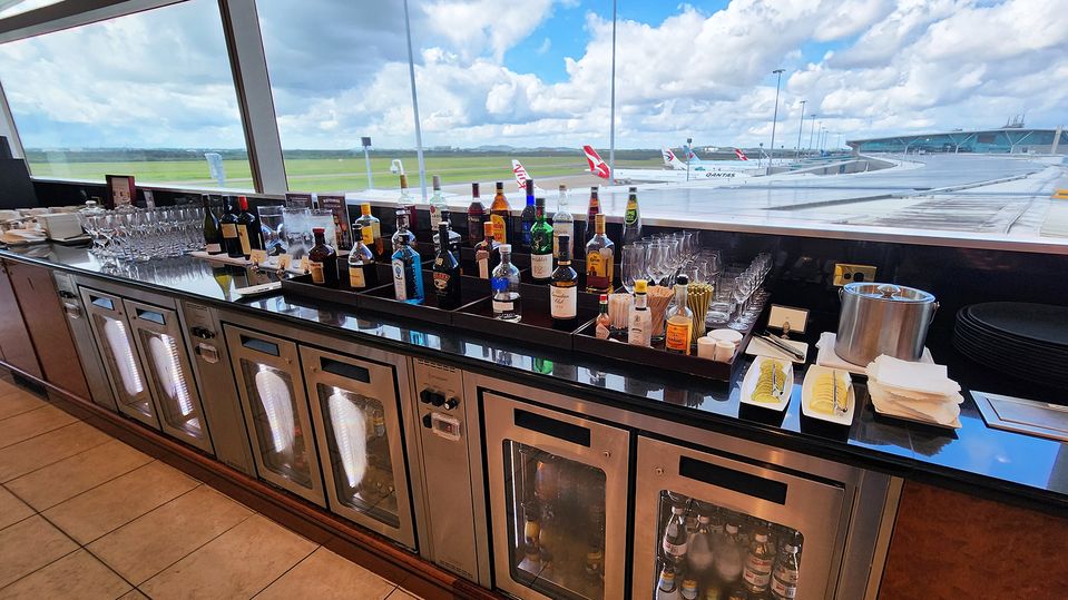 Spirits, wine, beer, soft drink and juice are all available at the self-serve counter.