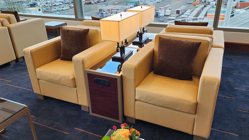 Seating at the rear of the lounge has the most convenient power.