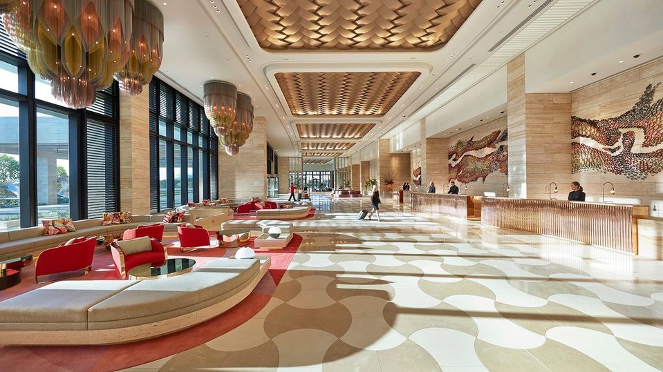 Crown Tower Perth's lobby feels akin to the grand hotels of Asia.