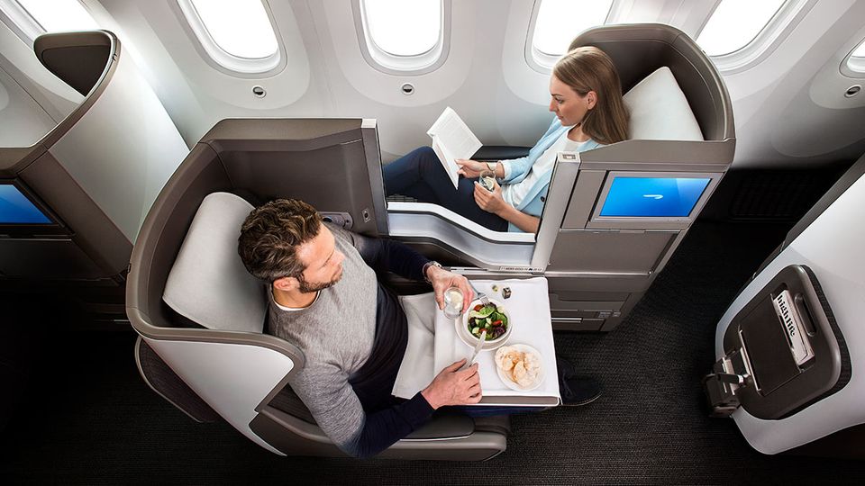 The Boeing 777's rather cosy Club World business class.