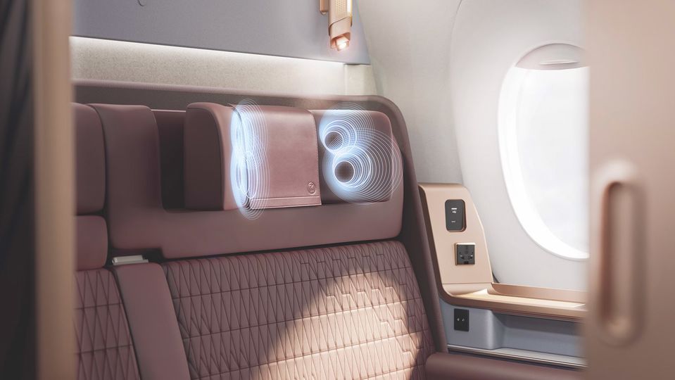 Noise-cancelling speakers are built into the headrest.