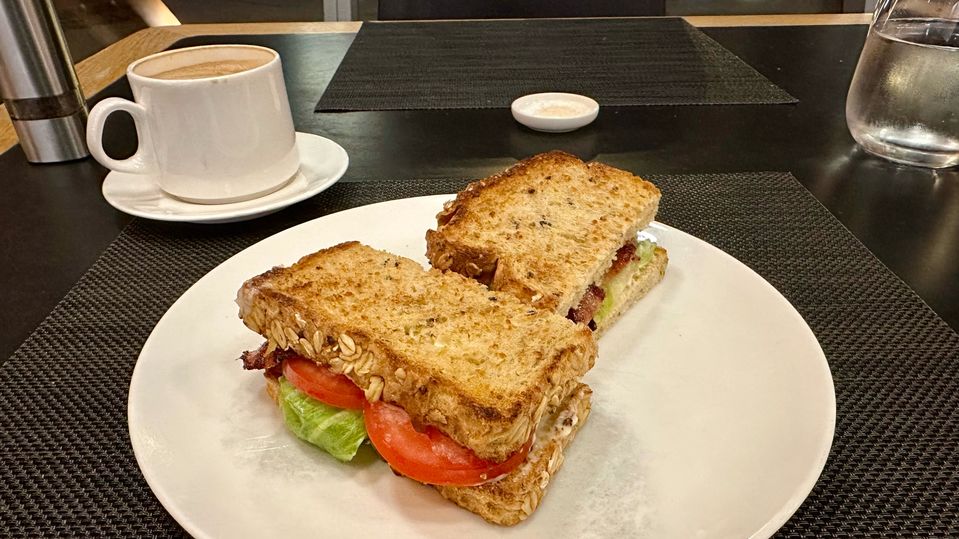 Qantas First Lounge autumn menu: sometimes a toasted sandwich hits the spot!