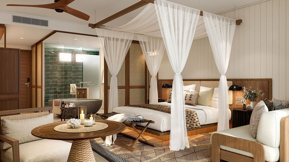 Villas feature a super king-sized bed, a living room and a private outdoor Jacuzzi.