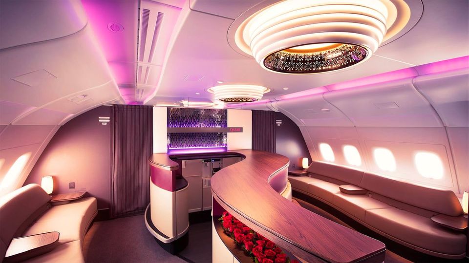 Stretch your legs with a visit to the Qatar Airways A380 bar.
