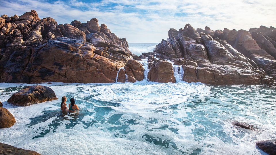 Enjoy an invigorating soak in the natural spa.