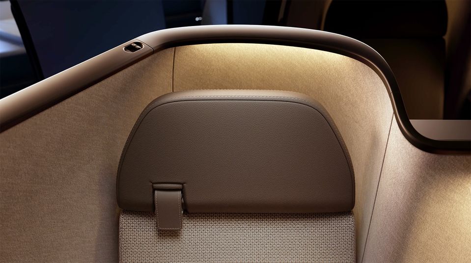 Thoughtful lighting is a hallmark of Cathay Pacific's new Aria Suites 777 business class.