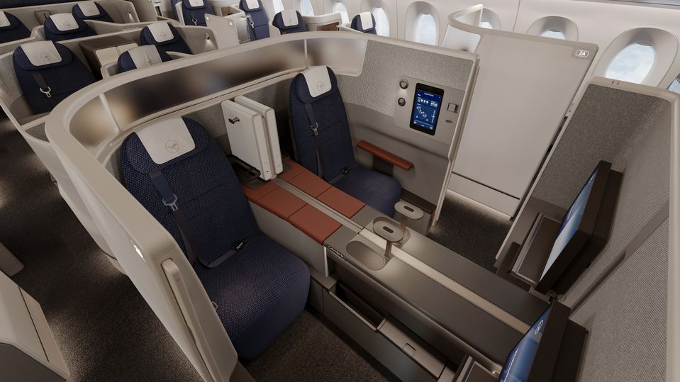 The private Double Suite at the front of the A350 Allegris business class cabin.