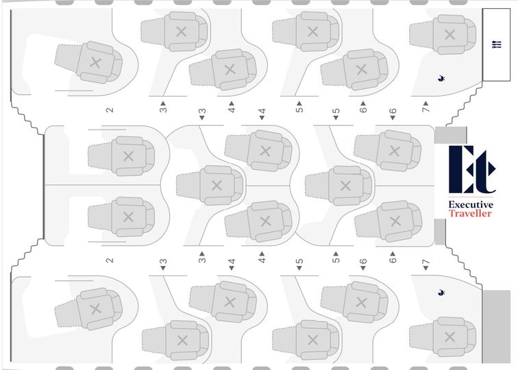 Lufthansa's A350 Allegris business class seat map.