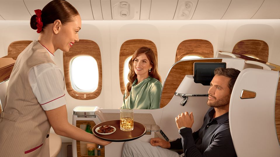 Emirates business class is a very fine way to travel.