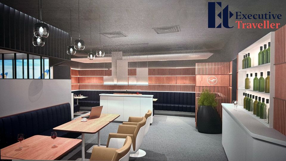 Concept images of Lufthansa's new lounge at Newark.
