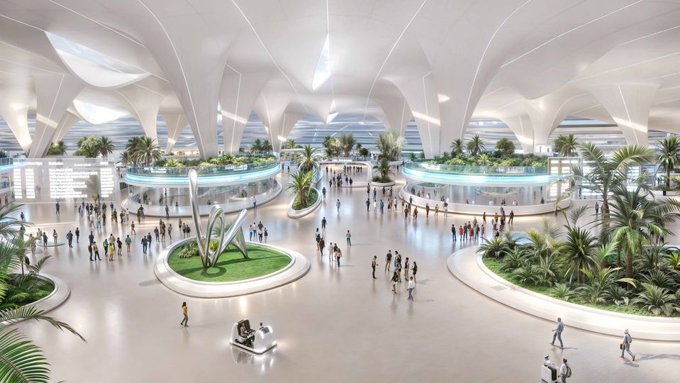 An artist's impression of the expanded Al Maktoum International Airport Dubai.