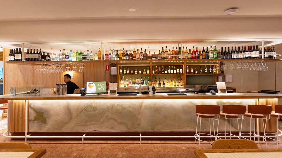 The bar's stocked with an array of premium beers, spirits and wine.