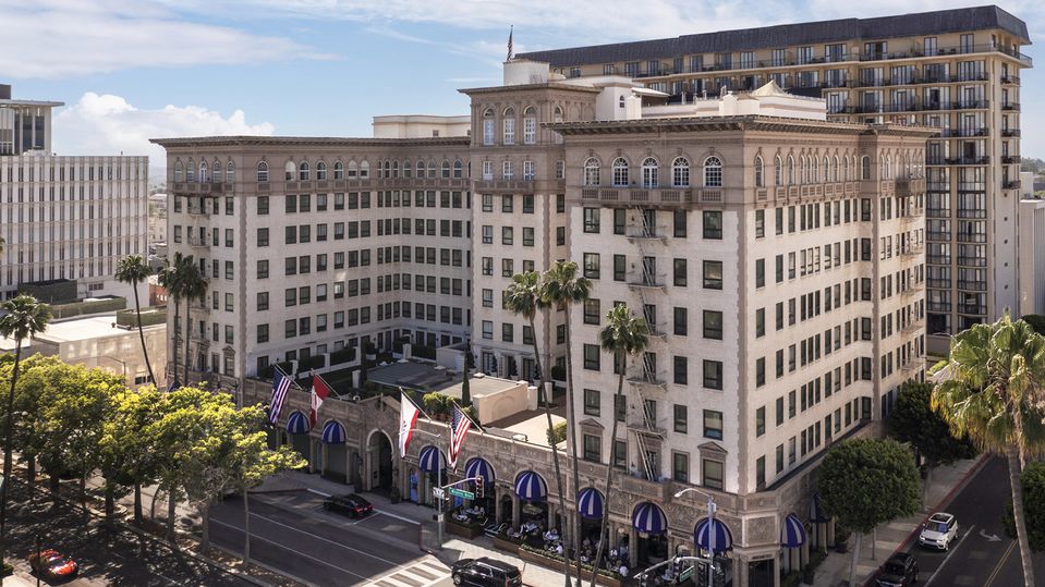 Beverly Wilshire’s domed awnings and flags are an iconic sight along Wilshire Blvd.