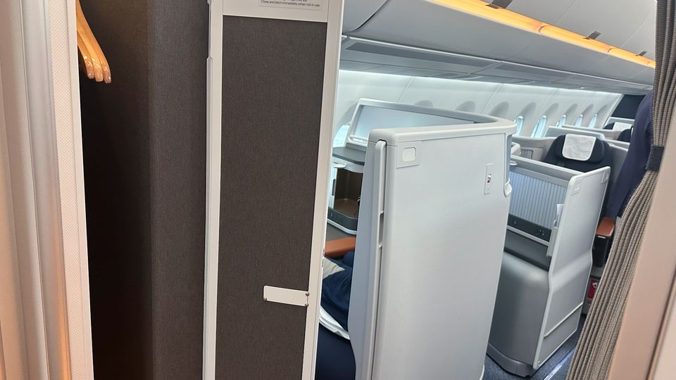 The personal wardrobe of Lufthansa's A350 Allegris business class 'double' suite.