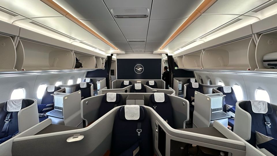 The first Allegris business class cabin in the A350 lacks overhead bins to emphasise the sense of space.