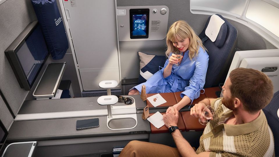 Room for two: Lufthansa's A350 Allegris business class 'double' suite.