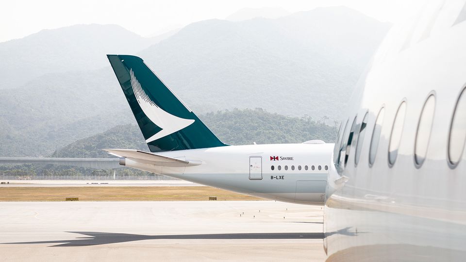 Cathay Pacific's distinctive tail.