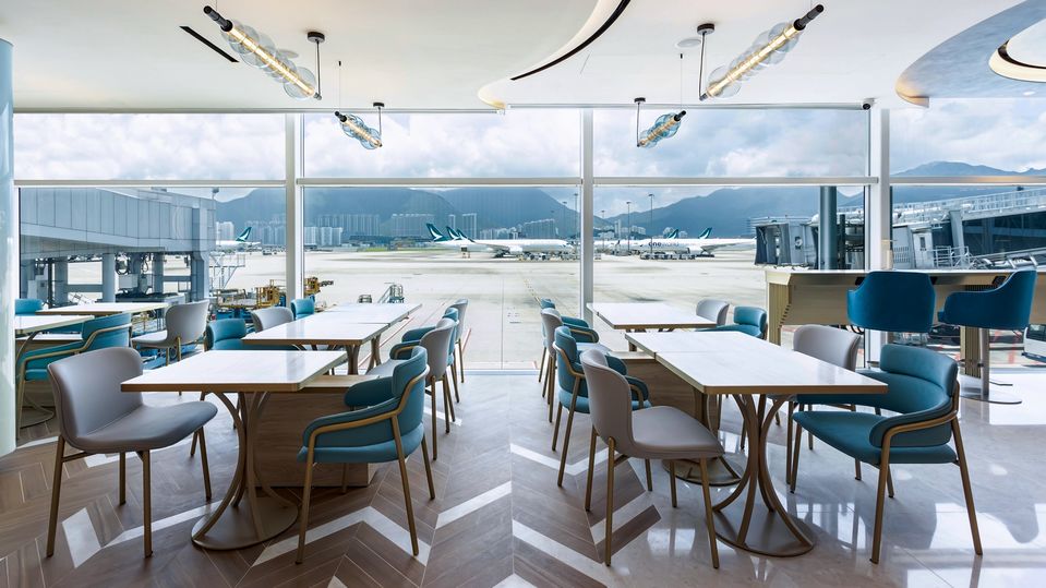 Inside the new Kyra Lounge at Hong Kong International Airport.