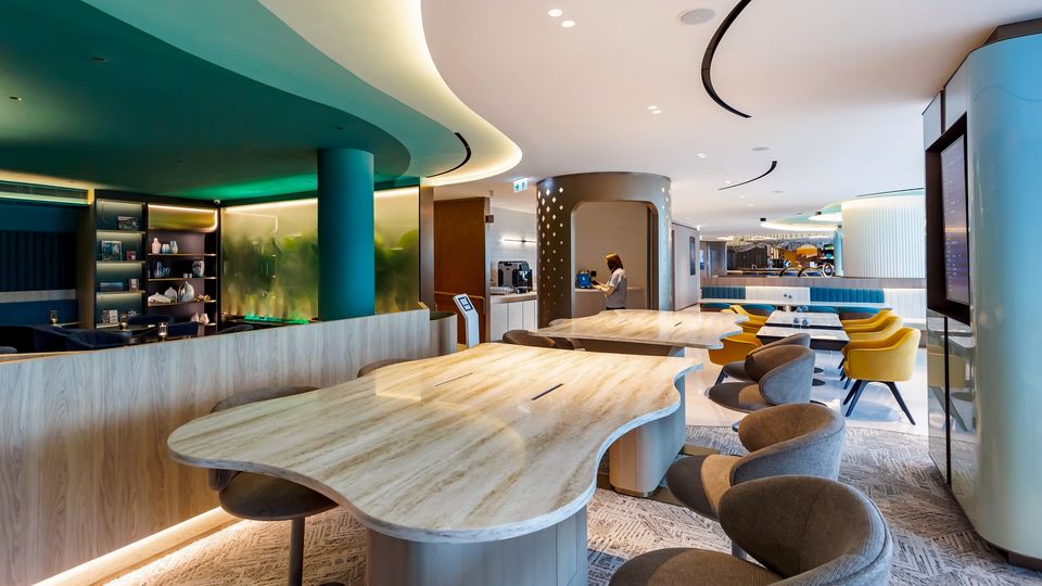 Inside the new Kyra Lounge at Hong Kong International Airport.