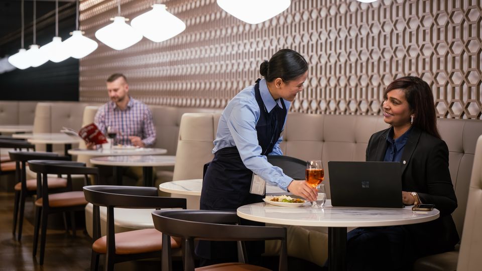Inside BA's upgraded Singapore lounge.