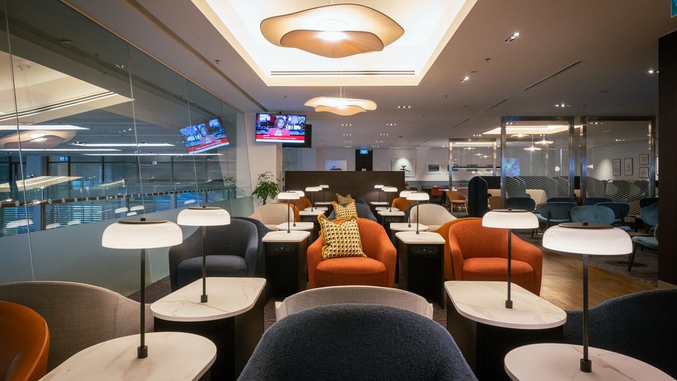 Inside BA's upgraded Singapore lounge.