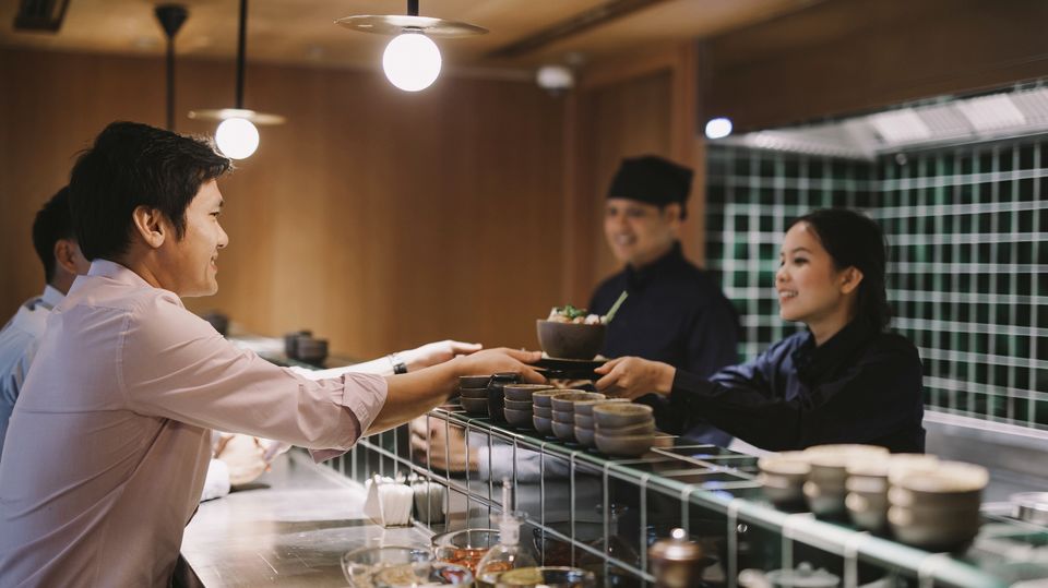 The Noodle Bar at Cathay Pacific's Bangkok Lounge.