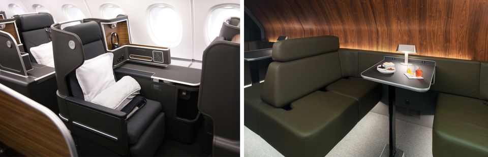 The new business class seats and inflight lounge are highlights of the revamped A380s.