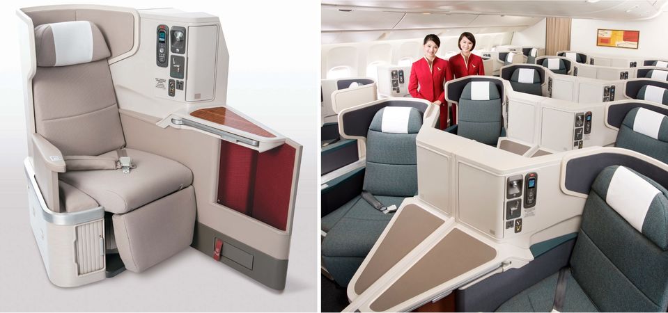 Look familiar? Cathay Dragon's A330 first class was identical to Cathay Pacific's A330 business class.