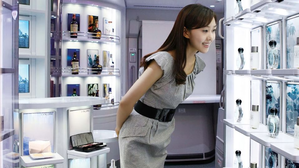 Duty-free shopping on Korean Air's A380.