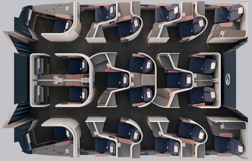 Lufthansa's innovative Allegris business class cabin layout.