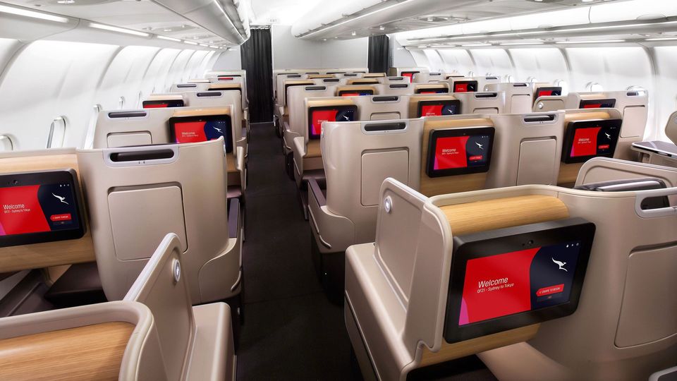 Qantas' A330 business class seats.
