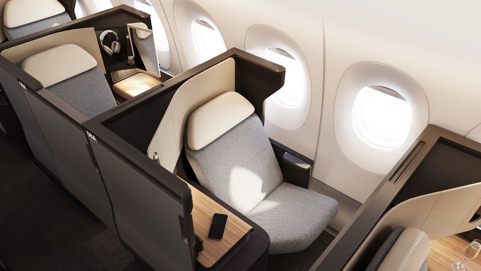 Qantas' A350 business class.