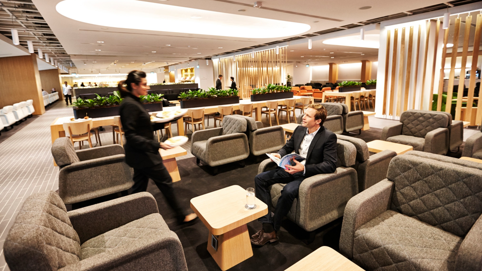 Qantas' Singapore business class lounge.