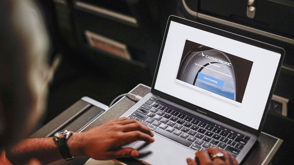 Business class passengers enjoy free Wi-Fi on all Cathay Pacific flights.