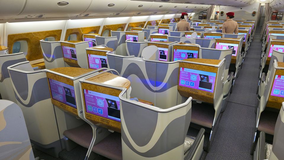 Business class on Emirates' Airbus A380.