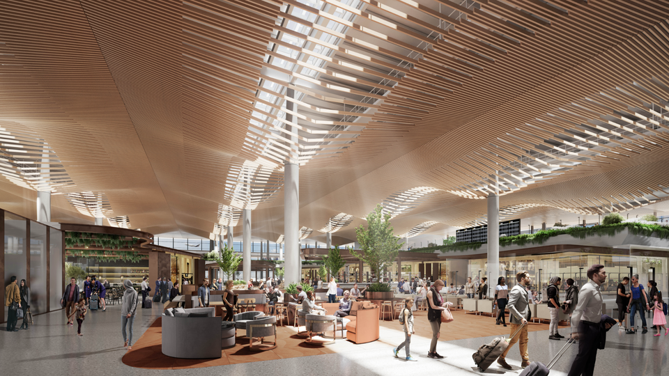 Inside the new terminal for Western Sydney, which will also be known as Nancy-Bird Walton after the pioneering Australian aviatrix.