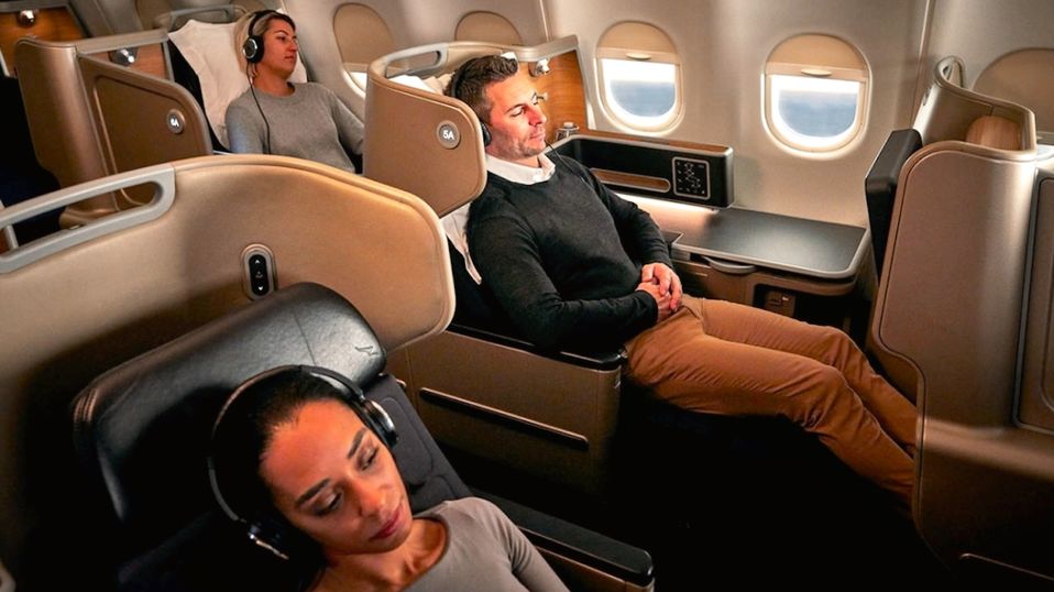 Settle into the Qantas A330 Business Suite for the 6hr eastbound hike to Auckland or the 11+hrwestbound trek to Jo'burg.