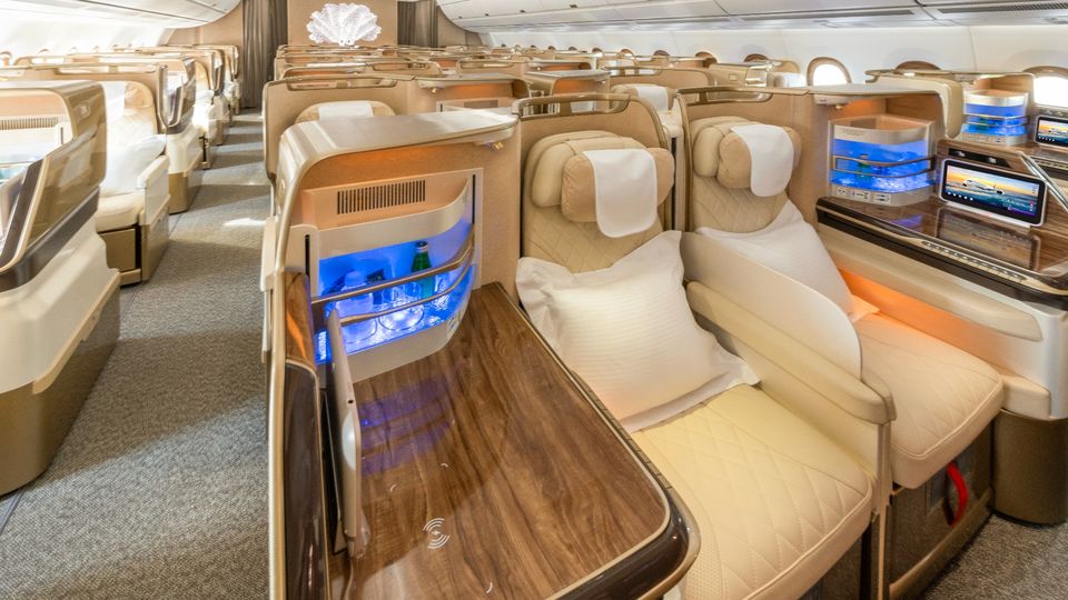 Emirates' 'S Lounge' A350 business class.